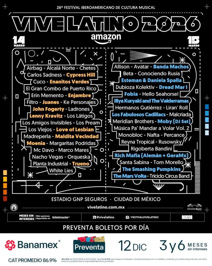 CARTEL VIVE LATINO 2026 ESTADIO GNP SEGUROS OCESA PUNKCAST