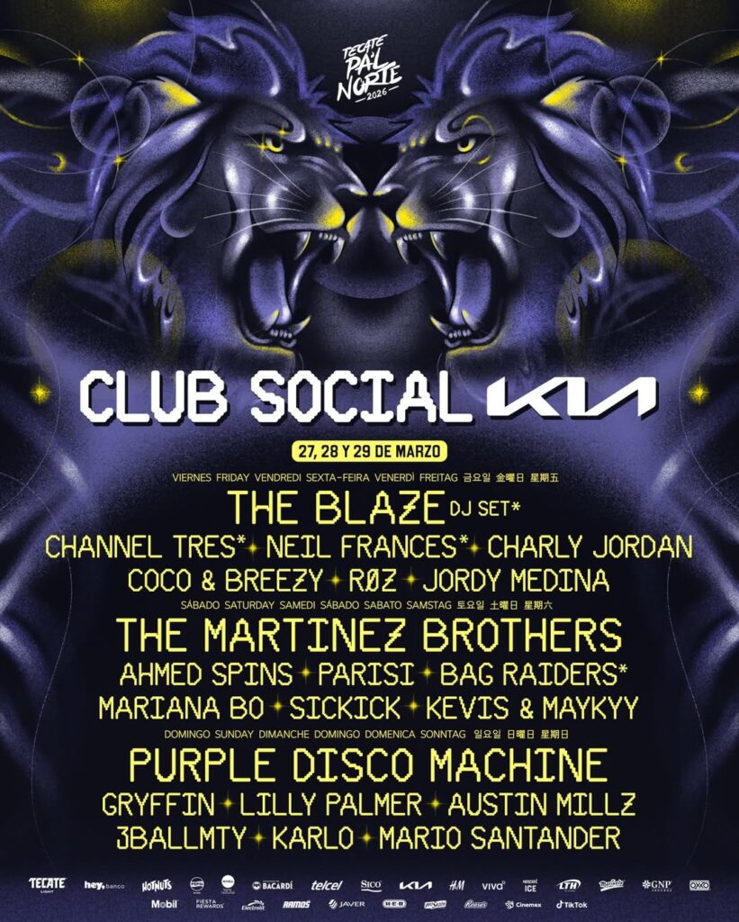 Cartel Lineup Tecate Pal Norte Parque Fundidora Punkcast Escenario Club Social Kia 2026