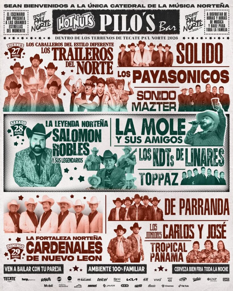 Cartel Lineup Tecate Pal Norte Parque Fundidora Punkcast Escenario Pilos 2026