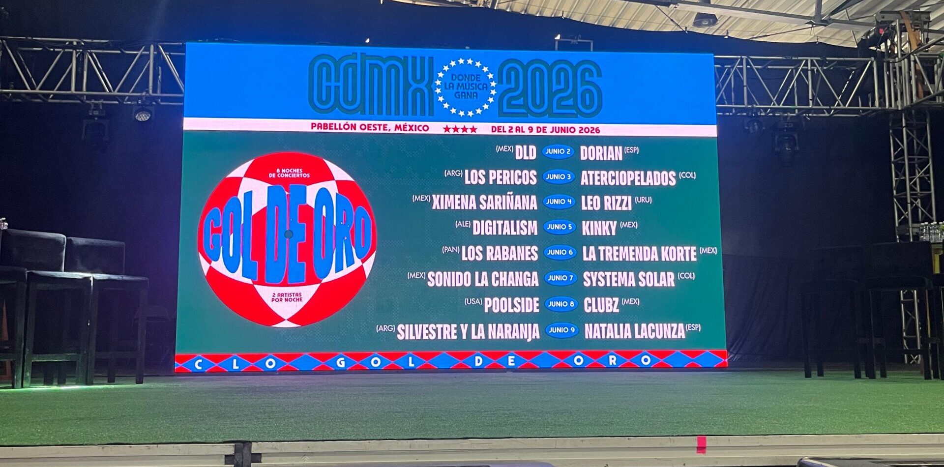 Cartel Flyer Gol de Oro 2026 OCESA Pabellon Oeste Palacio de los Deportes Mundial Copa del Mundo Punkcast