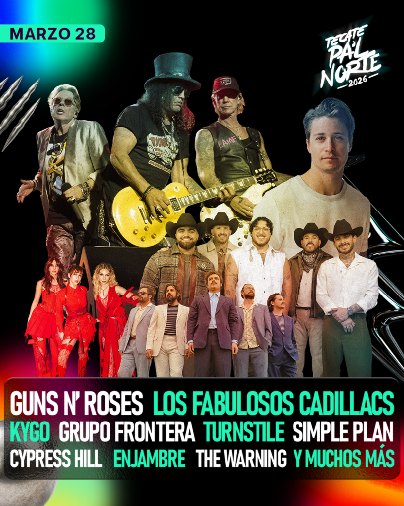 Cartel Lineup Tecate Pal Norte Parque Fundidora Punkcast 2026 SABADO