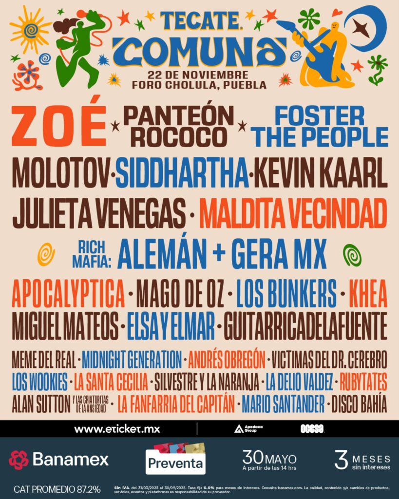 Tecate Comuna 2025 cartel lineup flyer Punkcast