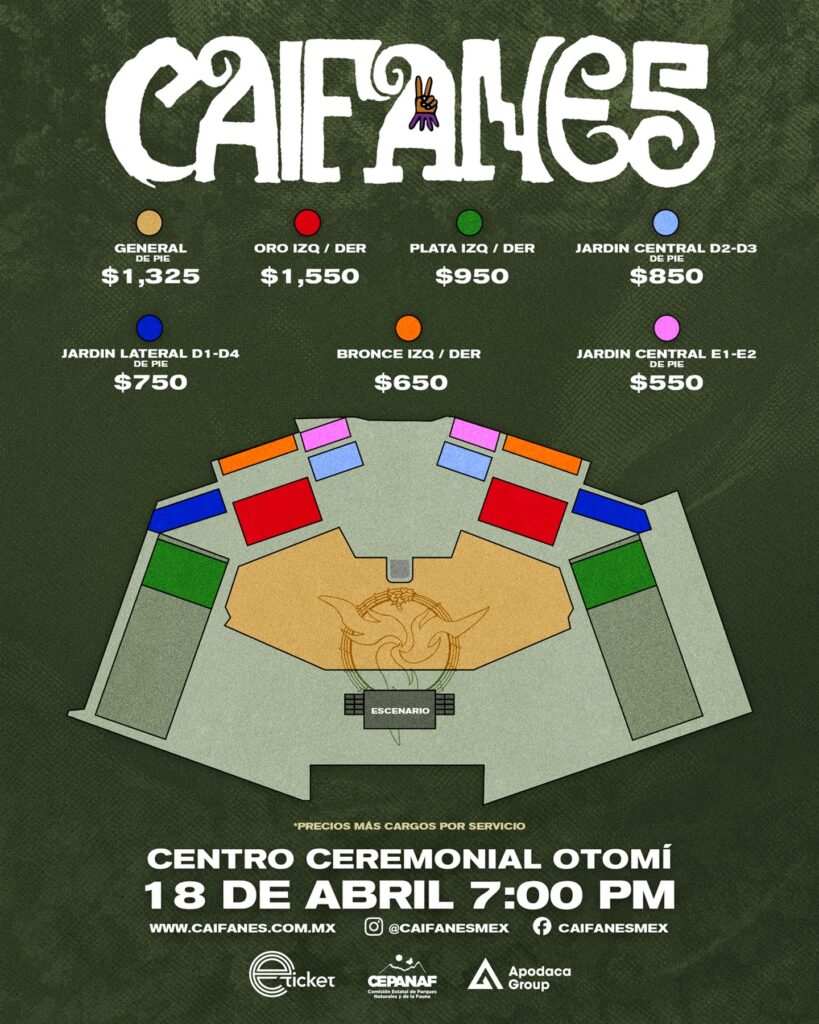 Concierto 2026 Flyer Precios Caifanes Centro Ceremonial Otomi Temoaya Apodaca Group Punkcast