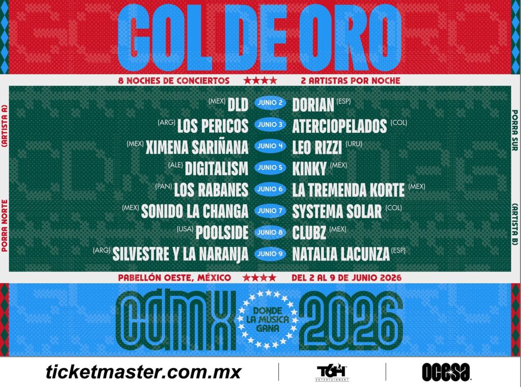 Cartel Flyer Gol de Oro 2026 OCESA Pabellon Oeste Palacio de los Deportes Mundial Copa del Mundo Punkcast