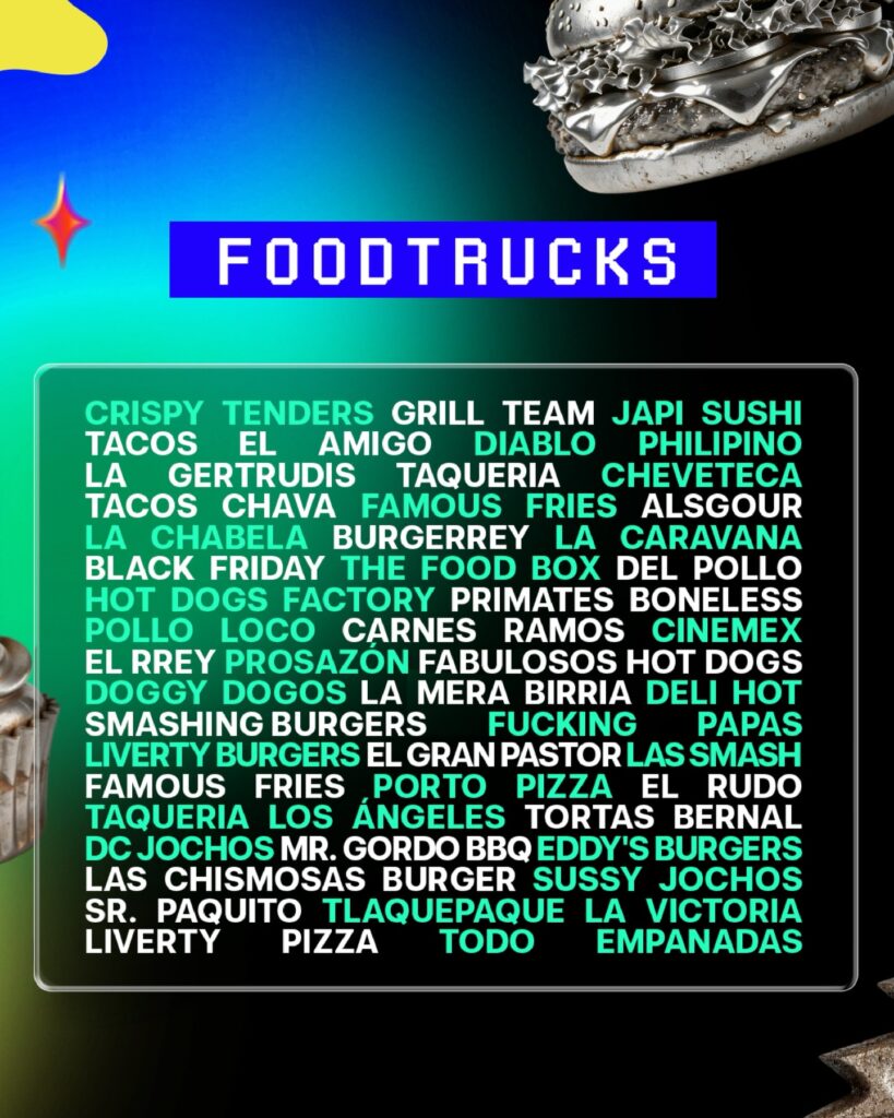 Cartel Lineup Tecate Pal Norte Parque Fundidora Punkcast 2026 Experiencia Gastronomica Foodtrucks Area de comida Punkcast