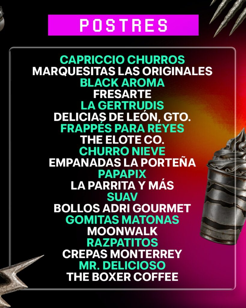 Cartel Lineup Tecate Pal Norte Parque Fundidora Punkcast 2026 Experiencia Gastronomica Foodtrucks Area de comida Punkcast