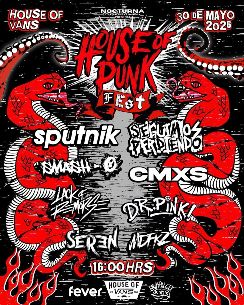 Flyer House of Punk en House of Vans Mayo 2026 CDMX Grupo Indie Rocks Punkcast