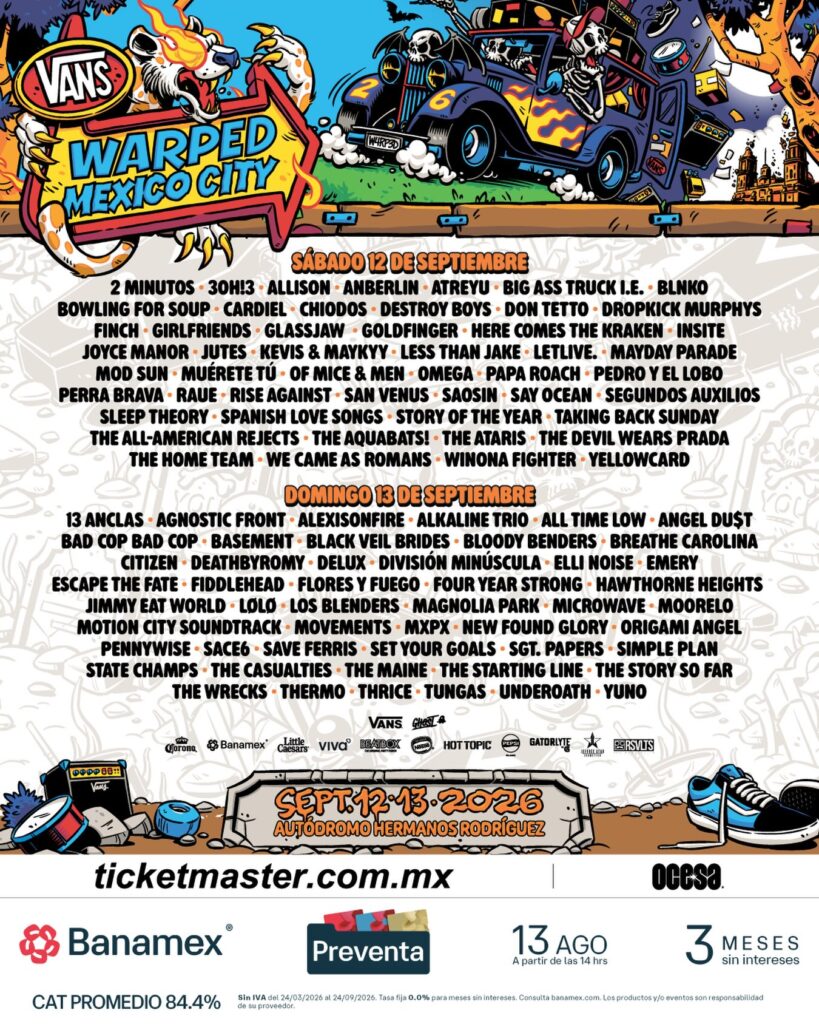 Van Warped Tour México 2026 festivales nota periodistica cdmx
